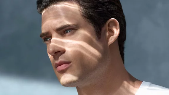 man with light on the face