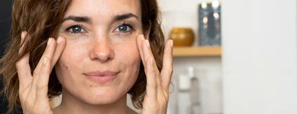 Face of woman over 30 with eyes closed