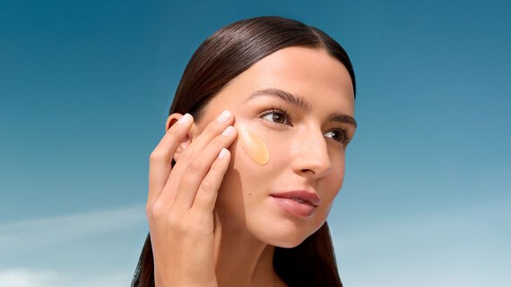 woman soothing her skin