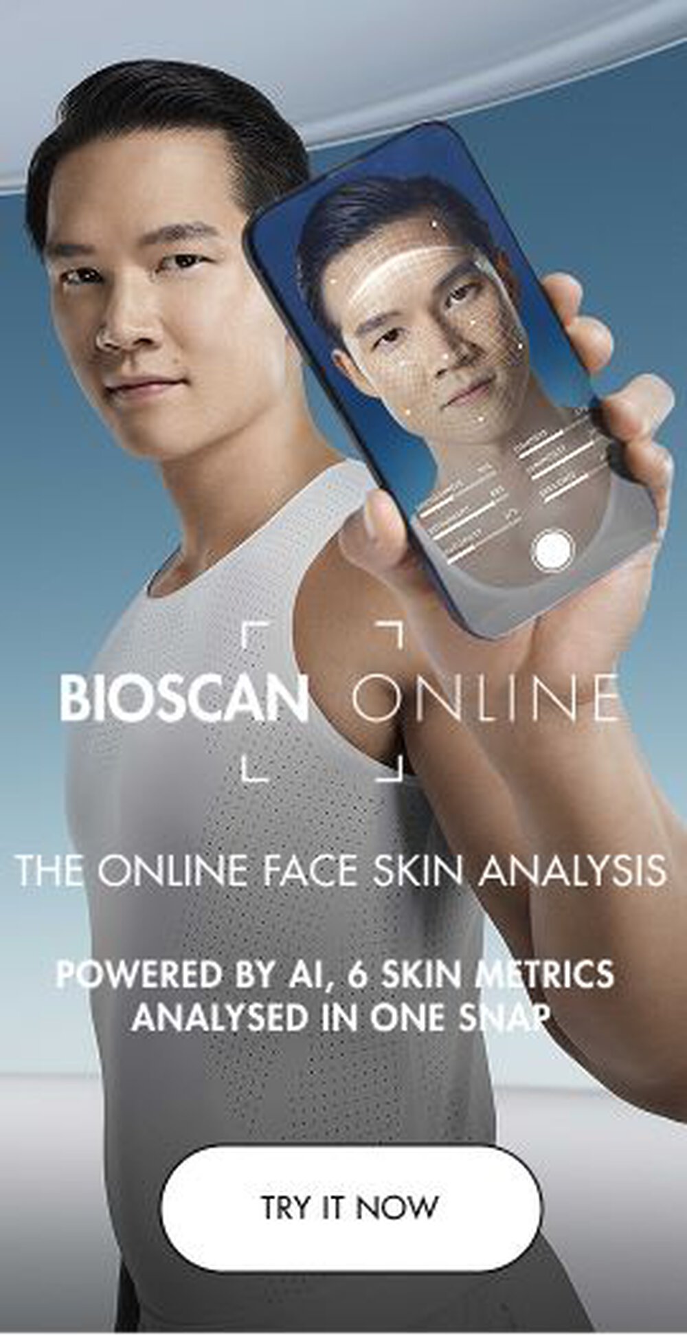 man holding a phone showing the bioscan service