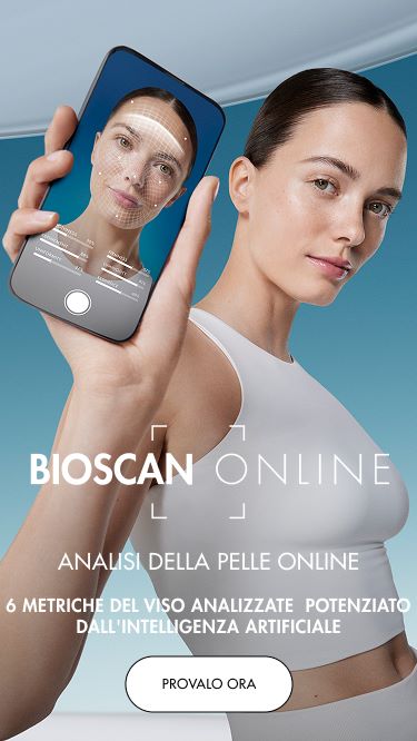 woman holding a phone showing the bioscan service