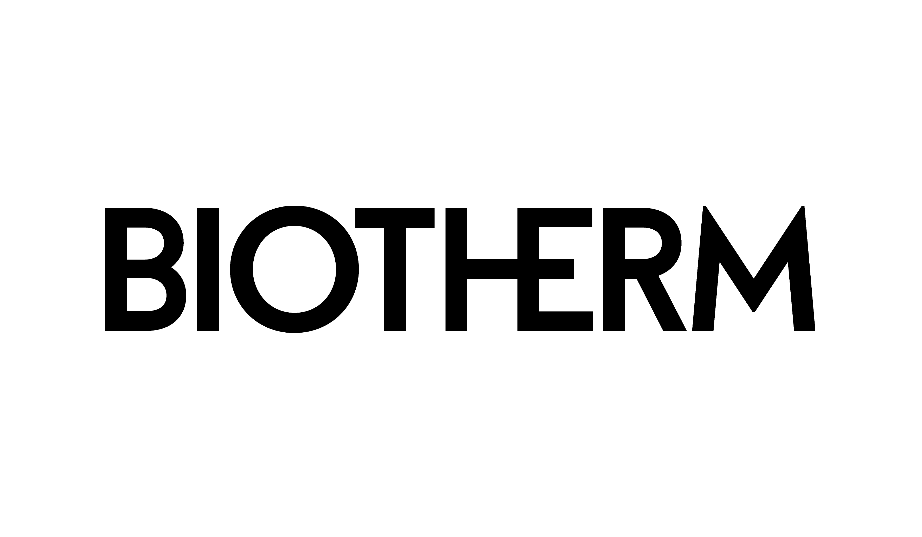 BIOTHERM logo in white capital letters on a black background.